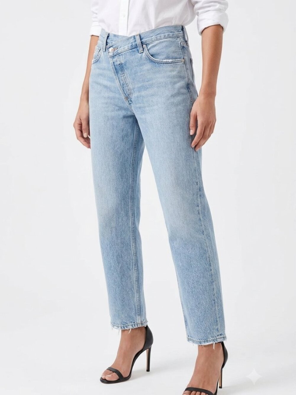 AGOLDE 'Criss Cross Jean' Light Wash Minimally Distressed Straight Leg Jean